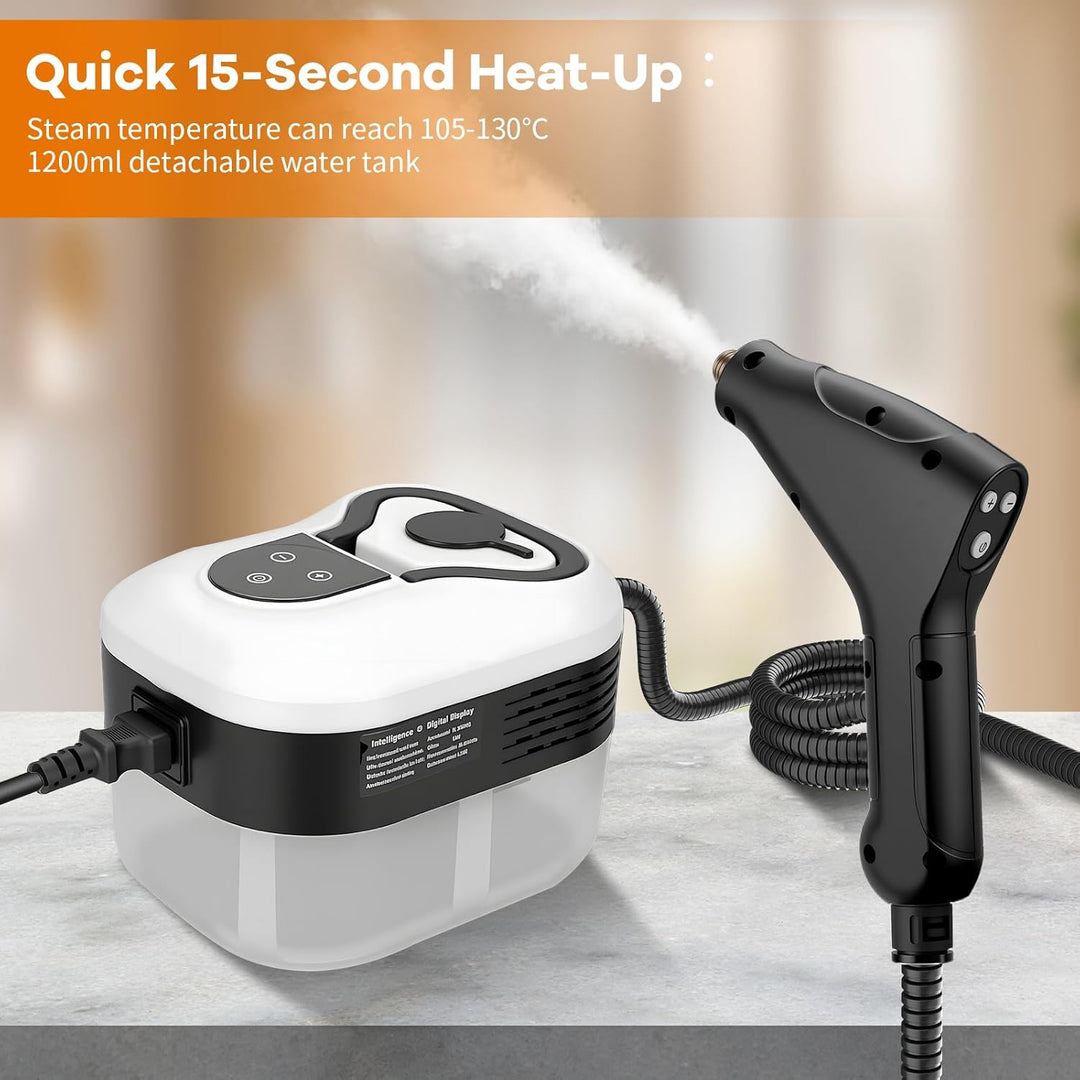 2500W Handheld-Dampfreiniger mit 4,5 Bar Druck – 1200ml Wassertank, 6 verstellbare Dampfstufen, 15s