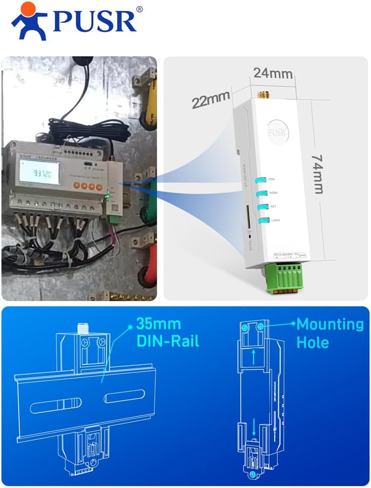 DIN-Schienenmontage Lippenstift Grösse 4G Modem RS485 auf Cellular Modbus Gateway Cat1 1*RS485 MQTT