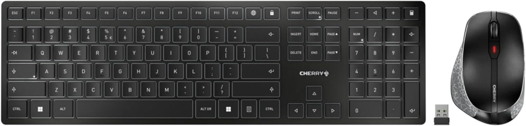CHERRY DW 9500 Slim, kabelloses Tastatur- und Maus-Set, Schweizer Layout (QWERTZ), Bluetooth- oder F
