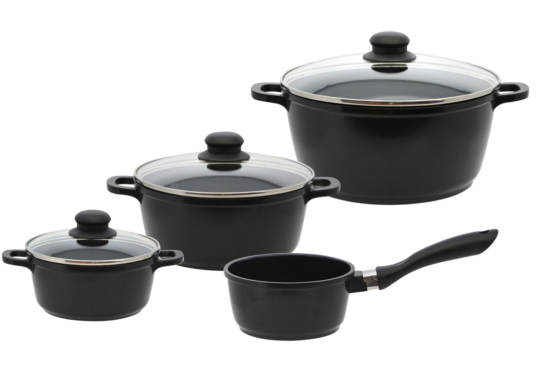 ELO Basic CA Topfset 4 tlg. mit ELODUR® Edition, Aluguss, Antihaftversiegelung, Glasdeckel, für alle