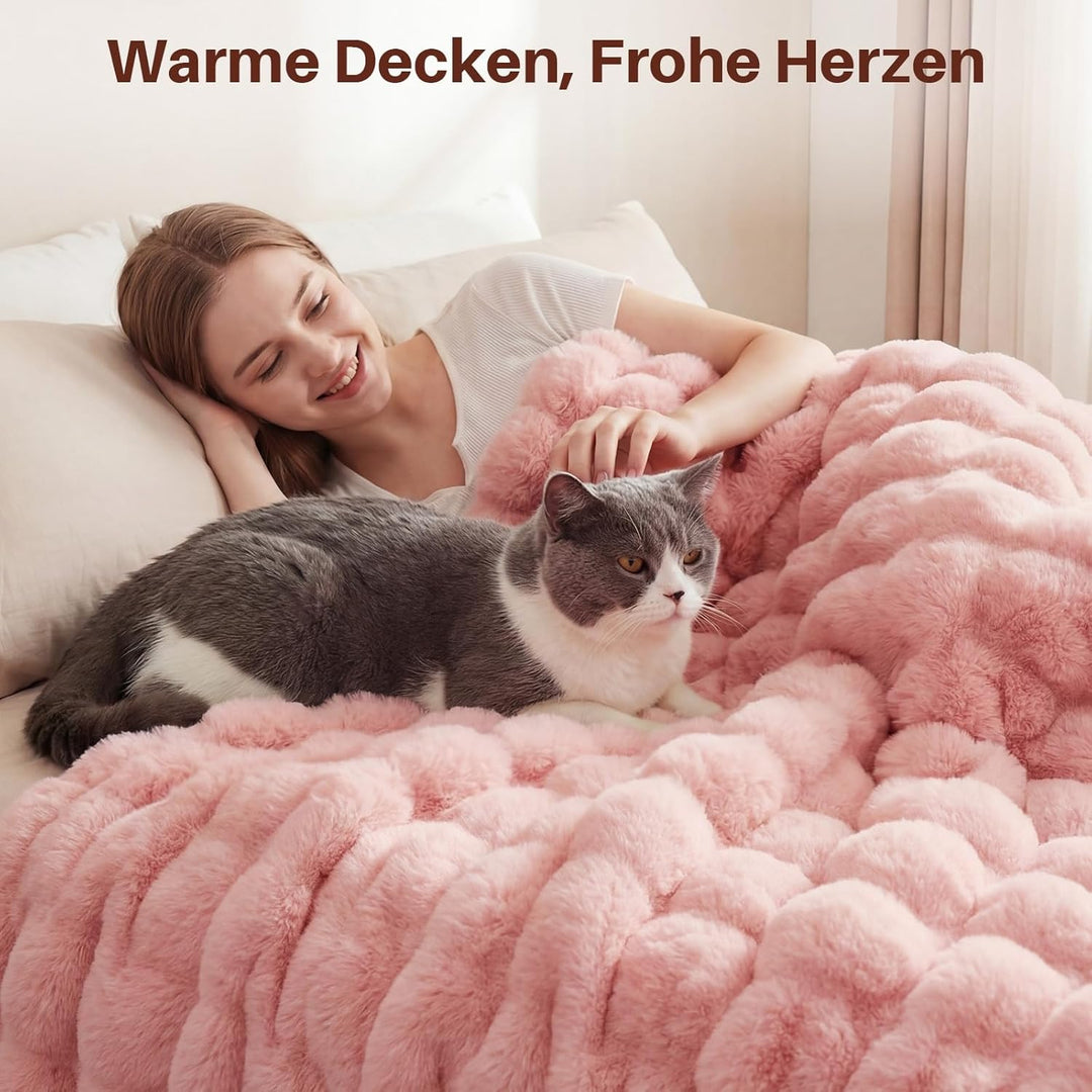 Kuscheldecke Kaninchen Plüsch Decke Super Soft Wohndecke Dick 1000 G/M² Flanell Decke Couchdecke War