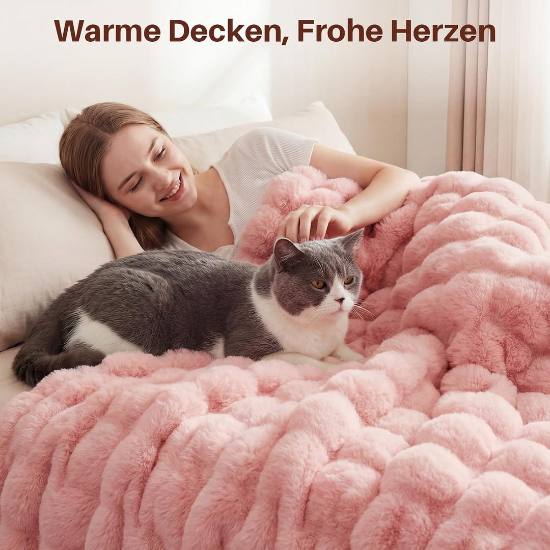 Kuscheldecke Kaninchen Plüsch Decke Super Soft Wohndecke Dick 1000 G/M² Flanell Decke Couchdecke War