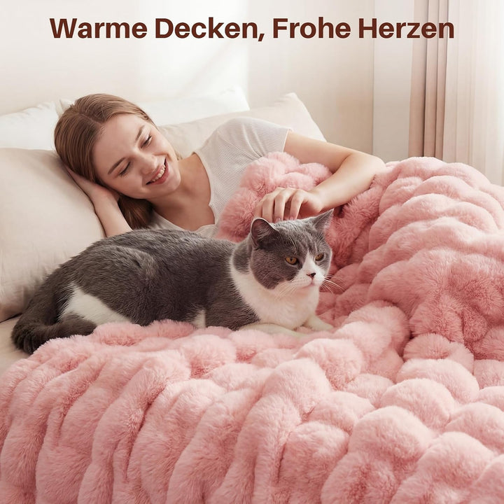 Kuscheldecke Kaninchen Plüsch Decke Super Soft Wohndecke Dick 1000 G/M² Flanell Decke Couchdecke War