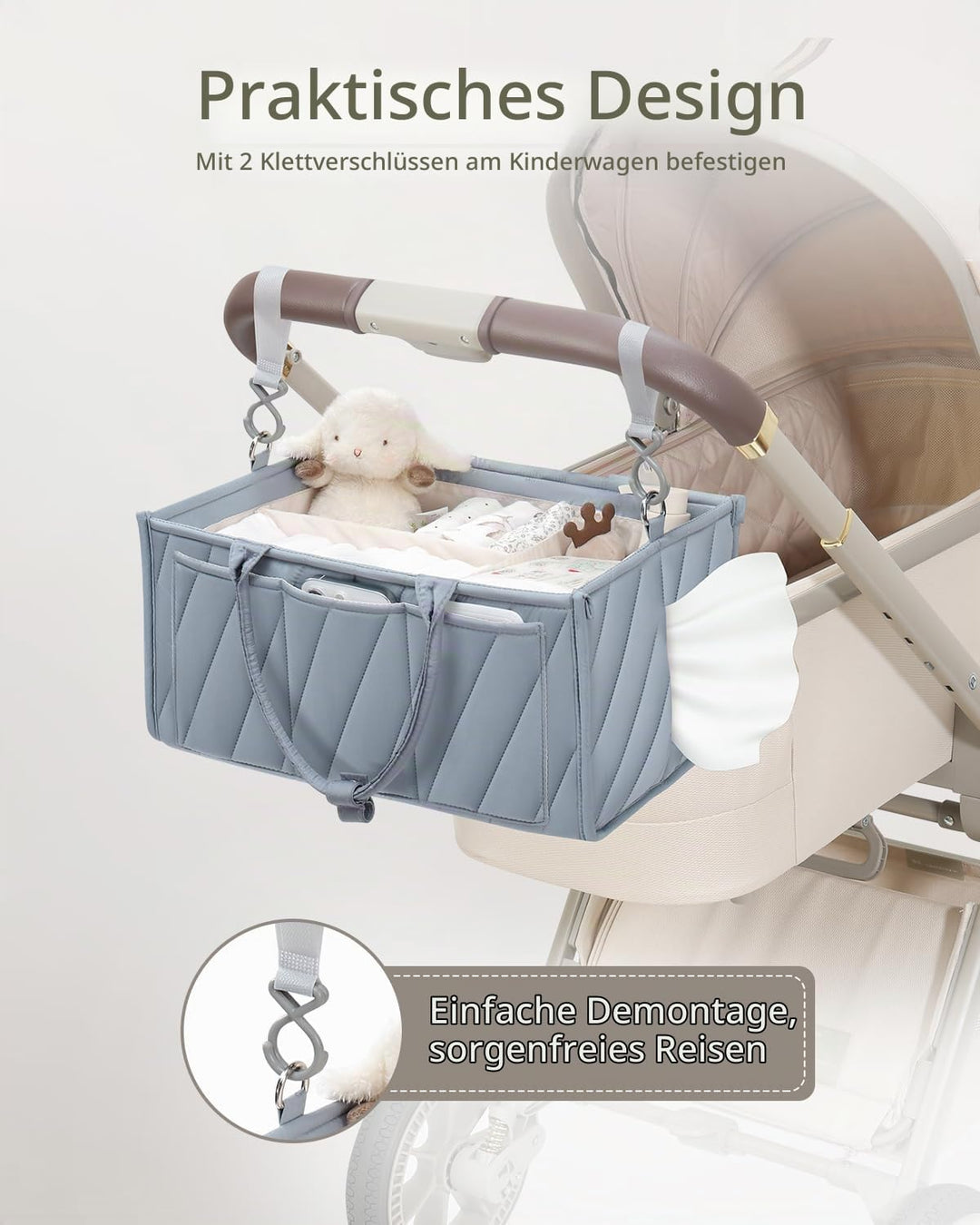 Baby Windel Caddy Organizer tragbare multifunktionale Aufbewahrung mit Papiertasche Schultergurt und