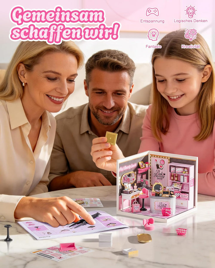 Rolife Super Creator Pink Beauty Store, DIY Miniature House mit Licht, Ohne Kleber, Niedliche Miniwe