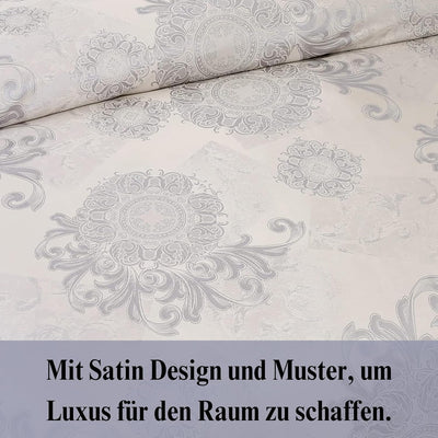 Beyeutao Spitze Jacquard Bettwäsche 200x200 cm Satin Seiden Bettbezug Set 3teilig Gewebe Bettbezug S