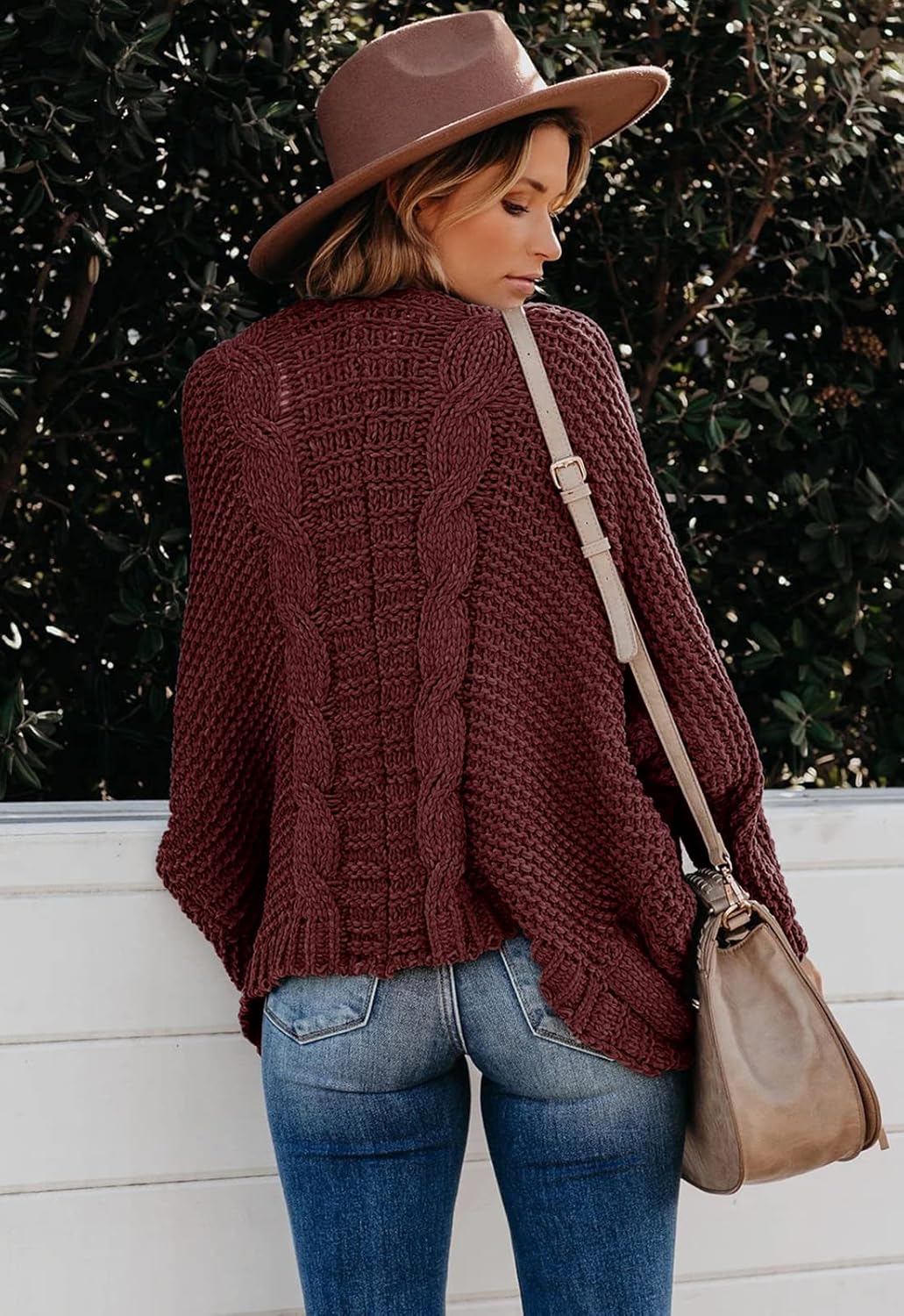 JayscreateEU Strickjacke Damen Cardigan Lange Open Front Sweater mit Tasche Grobstrickjacke Langarm
