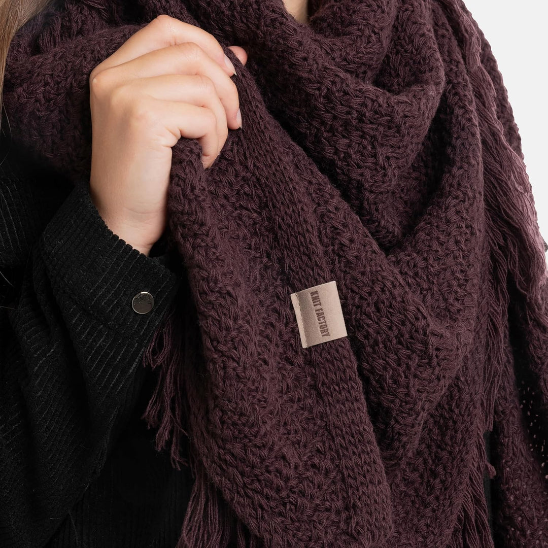 KNIT FACTORY - Dreiecksschal Amber - Damen Strickschal mit Wolle - Umschlagtuch für den Herbst und W