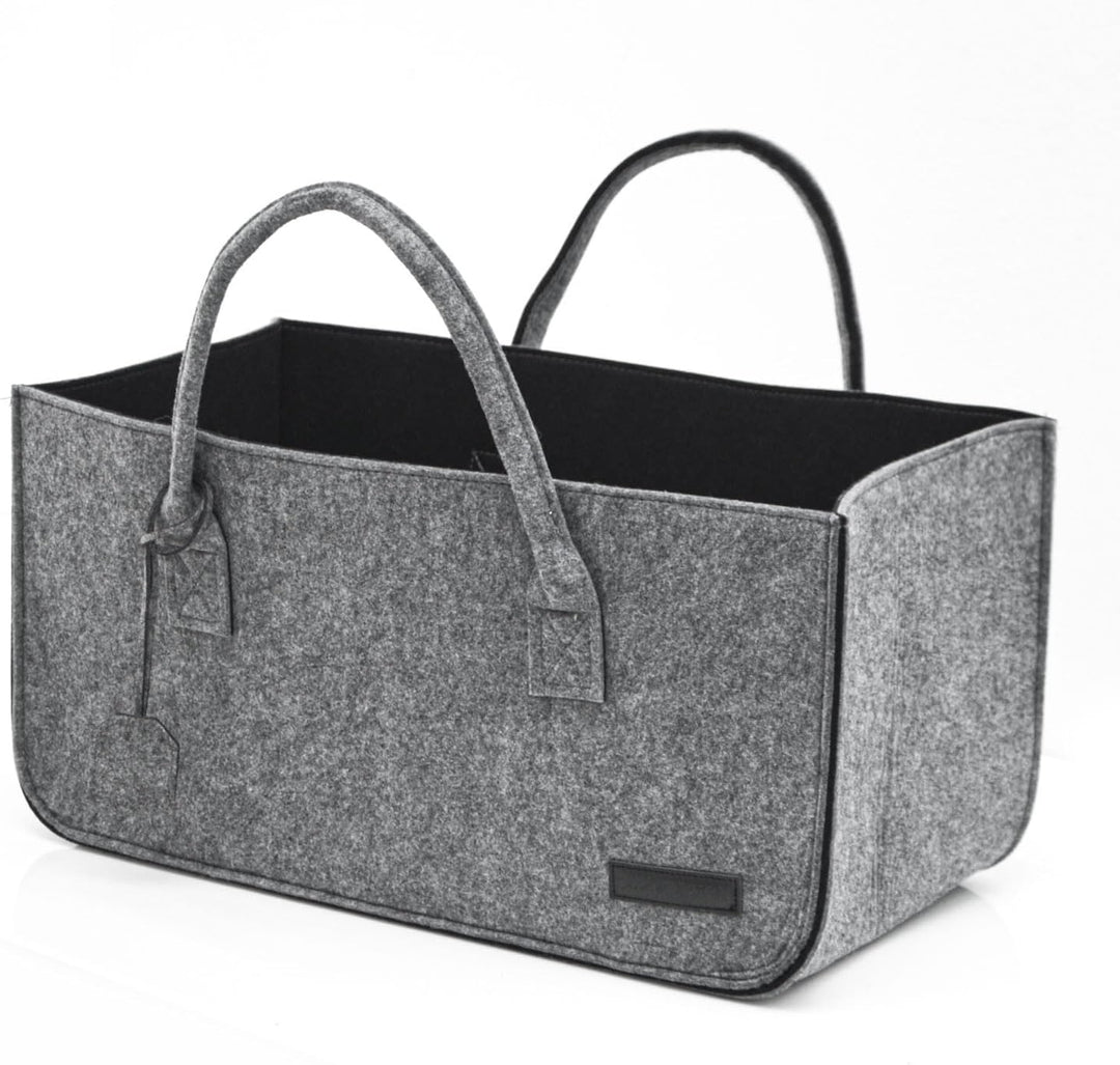 DuneDesign Bis 25kg: Shopping Bag Filz XXL - 50x25x25 Schwerlast Filztasche Gross - Kamintasche für