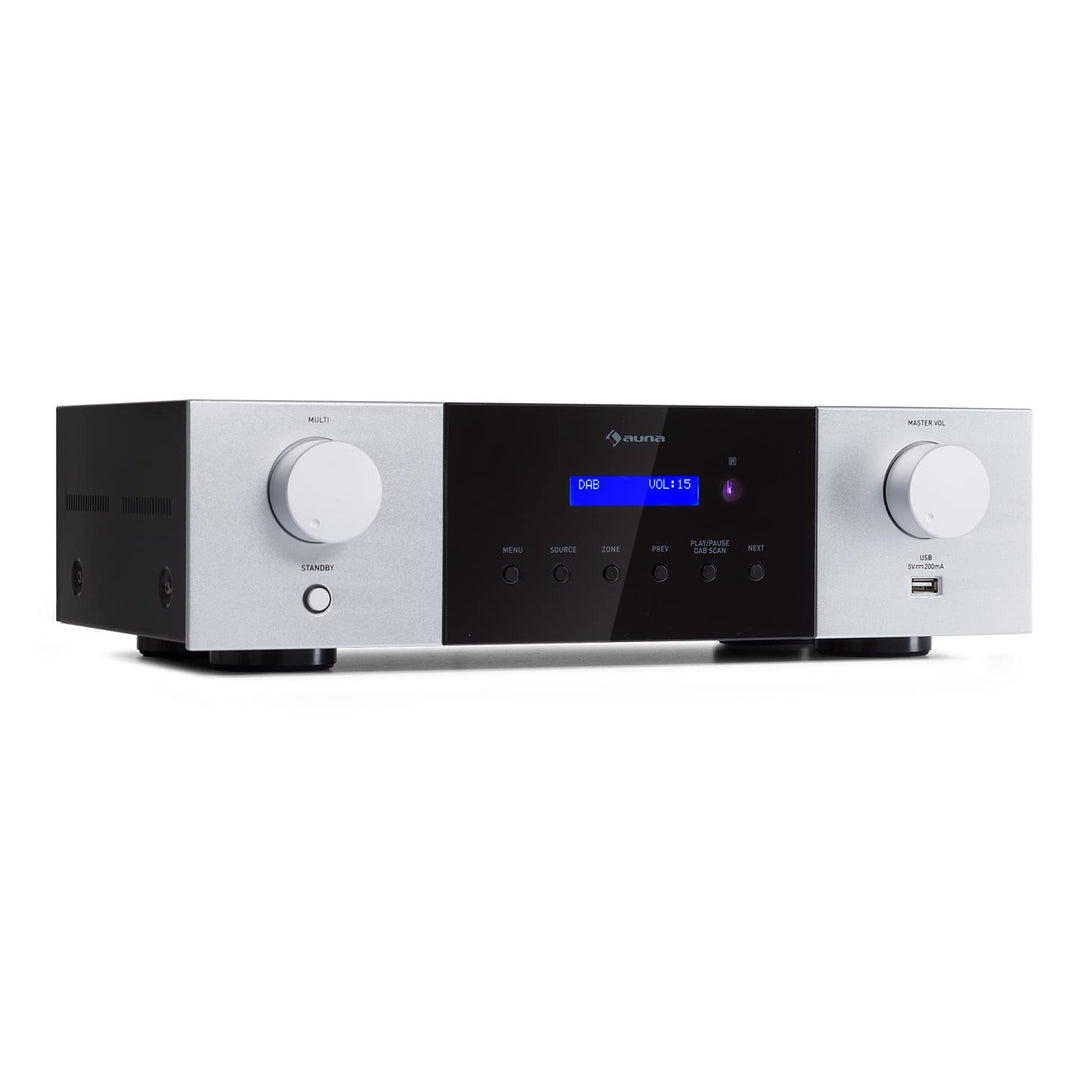 Auna AMP-4000 DAB HiFi-Stereo-Verstärker, DAB+-Radio, Stereo Verstärker, USB Fernbedienung, Amplifie