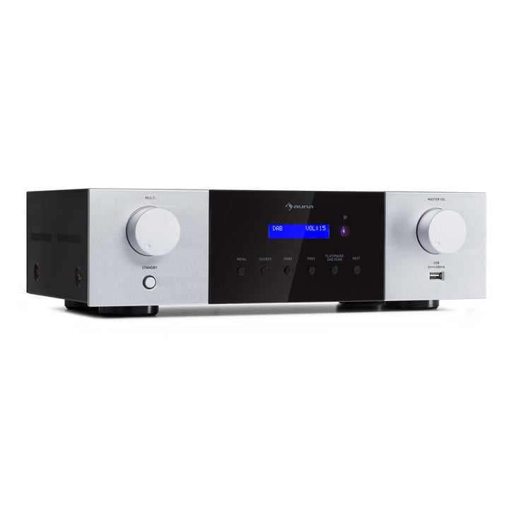 Auna AMP-4000 DAB HiFi-Stereo-Verstärker, DAB+-Radio, Stereo Verstärker, USB Fernbedienung, Amplifie