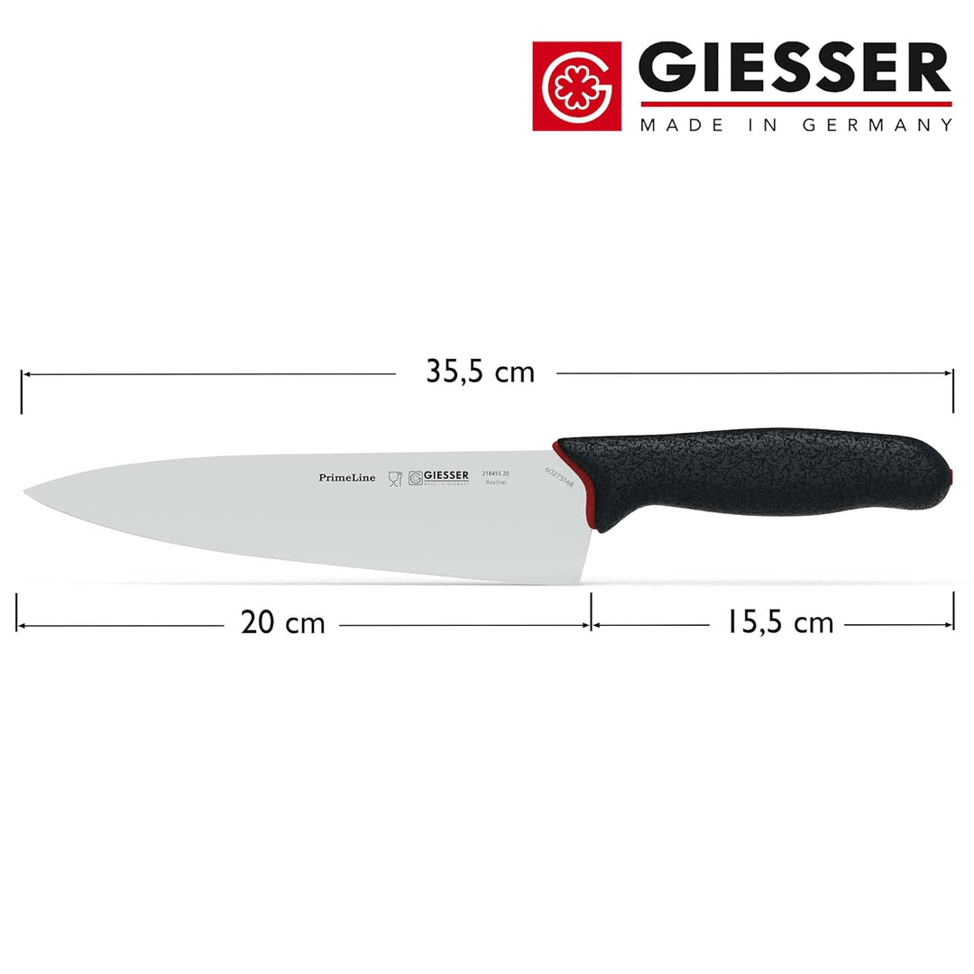 GIESSER seit 1776 - Made in Germany - Kochmesser 20 cm breite Klinge PrimeLine, schwarz, rostfrei, s