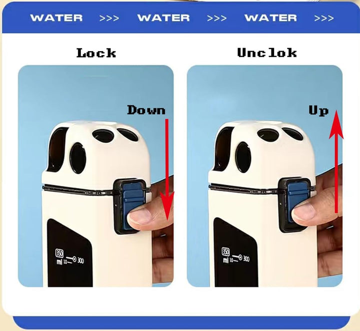 Rechteckige Wasserflasche mit tragbarem Strohhalm, auslaufsicher, ungiftig, BPA-frei, motivierender