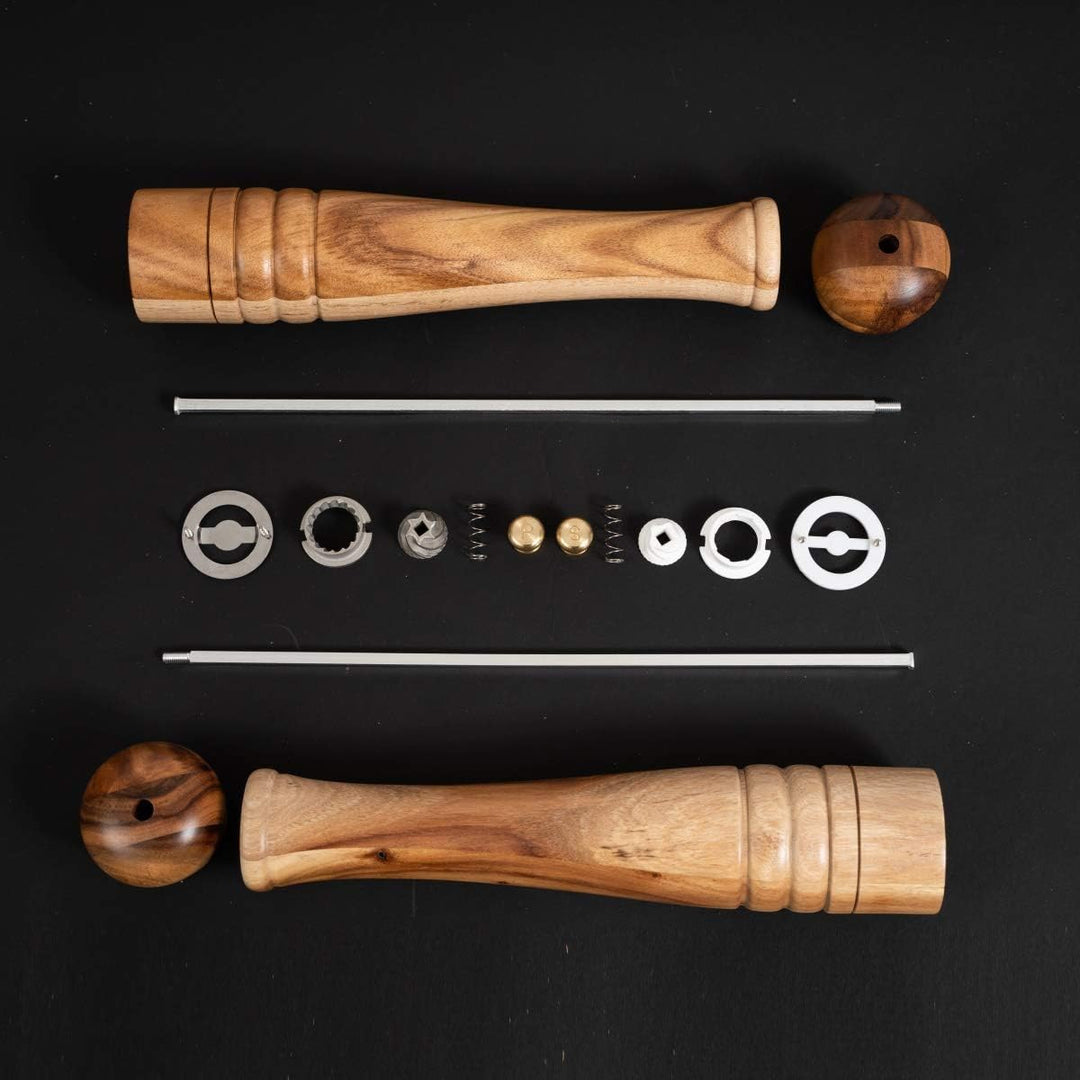 DeroTeno Salz- und Pfeffermühle Set, Pfeffermühle mit Edelstahlmahlwerk, Salzmühle mit Keramikmahlwe