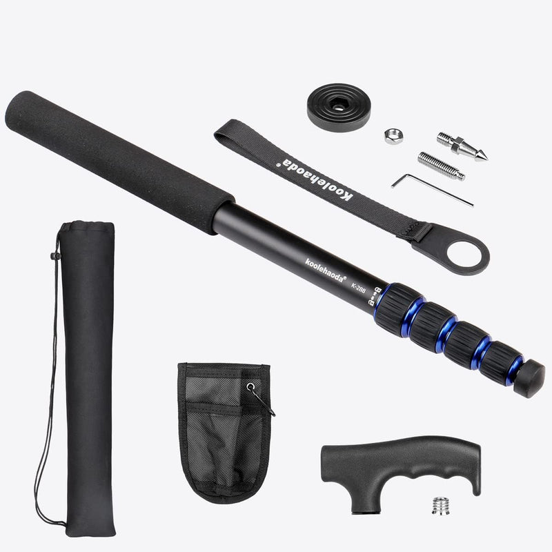 koolehaoda Aluminium-Kamera-Einbeinstativ und Alpenstock mit Griff, 5-Bein-Abschnitte, 7 kg Tragkraf