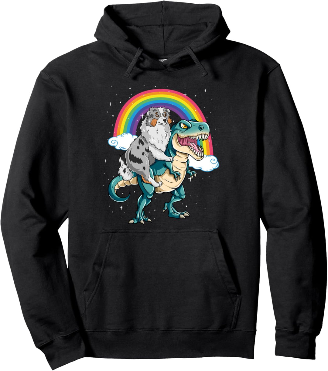 Dinosaurier T Rex Rainbow Cloud Sparkles Aussie Pullover Hoodie