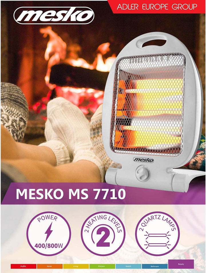 Mesko MS7710 Quarz Heizstrahler, Infrarotheizer 2 Heizstufen Niedrigem Verbrauch, Strahlungsheizung