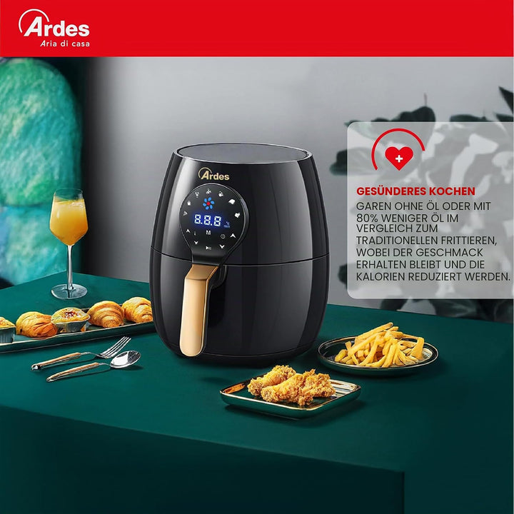 ARDES - Heissluftfritteuse 5 Liter Fassungsvermögen Air Fryer Maxi mit Digitalanzeige und 60-Minuten