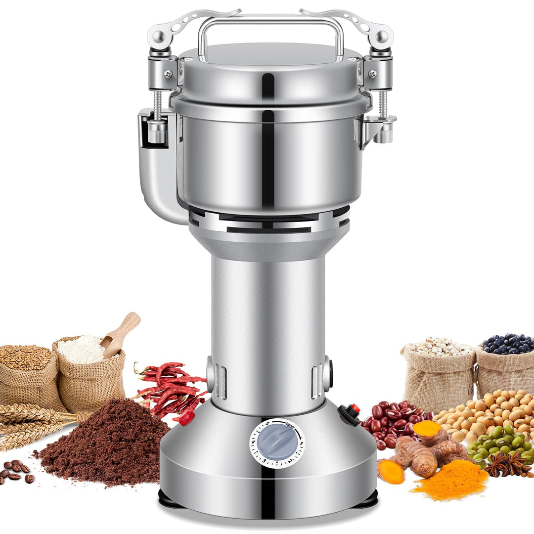 Elektrische Getreidemühle Mühle, 200g Kommerzielle Gewürzmühle 800W Edelstahl Pulverisator Trockenma
