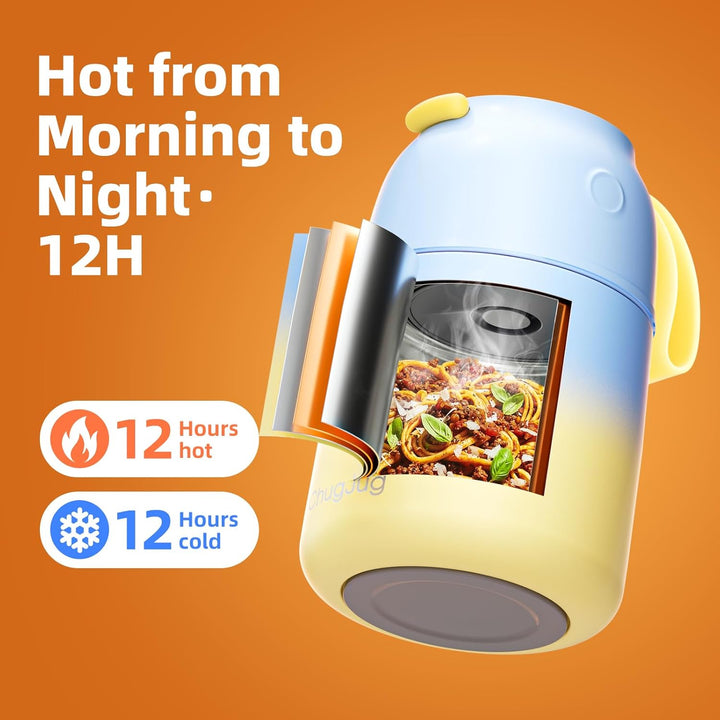 Thermobehälter für Essen 530ml, Edelstahl Thermobecher für Essen Warmhaltebehälter mit Löffel, Ausla