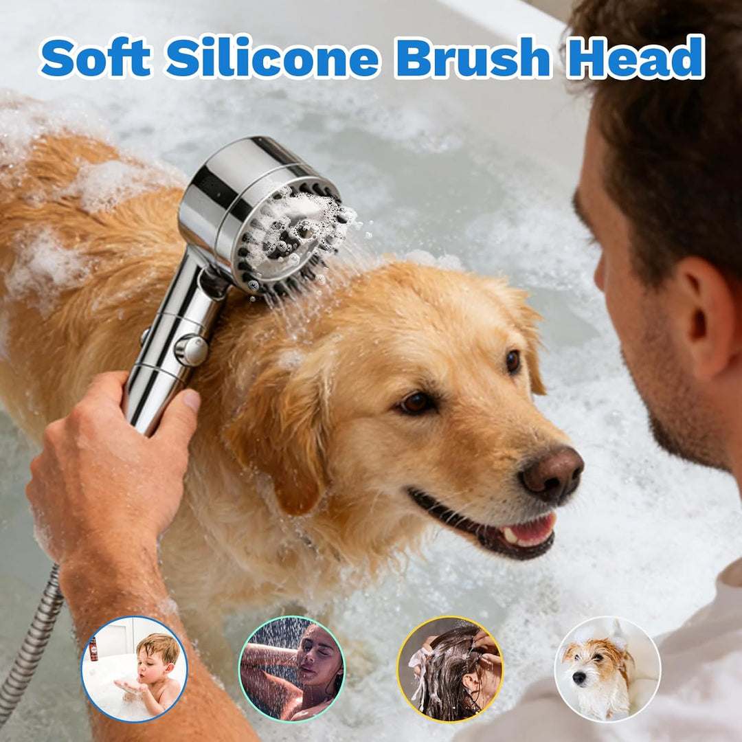 Duschkopf mit Filter, Hochdruck Handbrause mit 2 M Schlauch, Brausekopf Dusche, 4 Strahlarten, Dusch