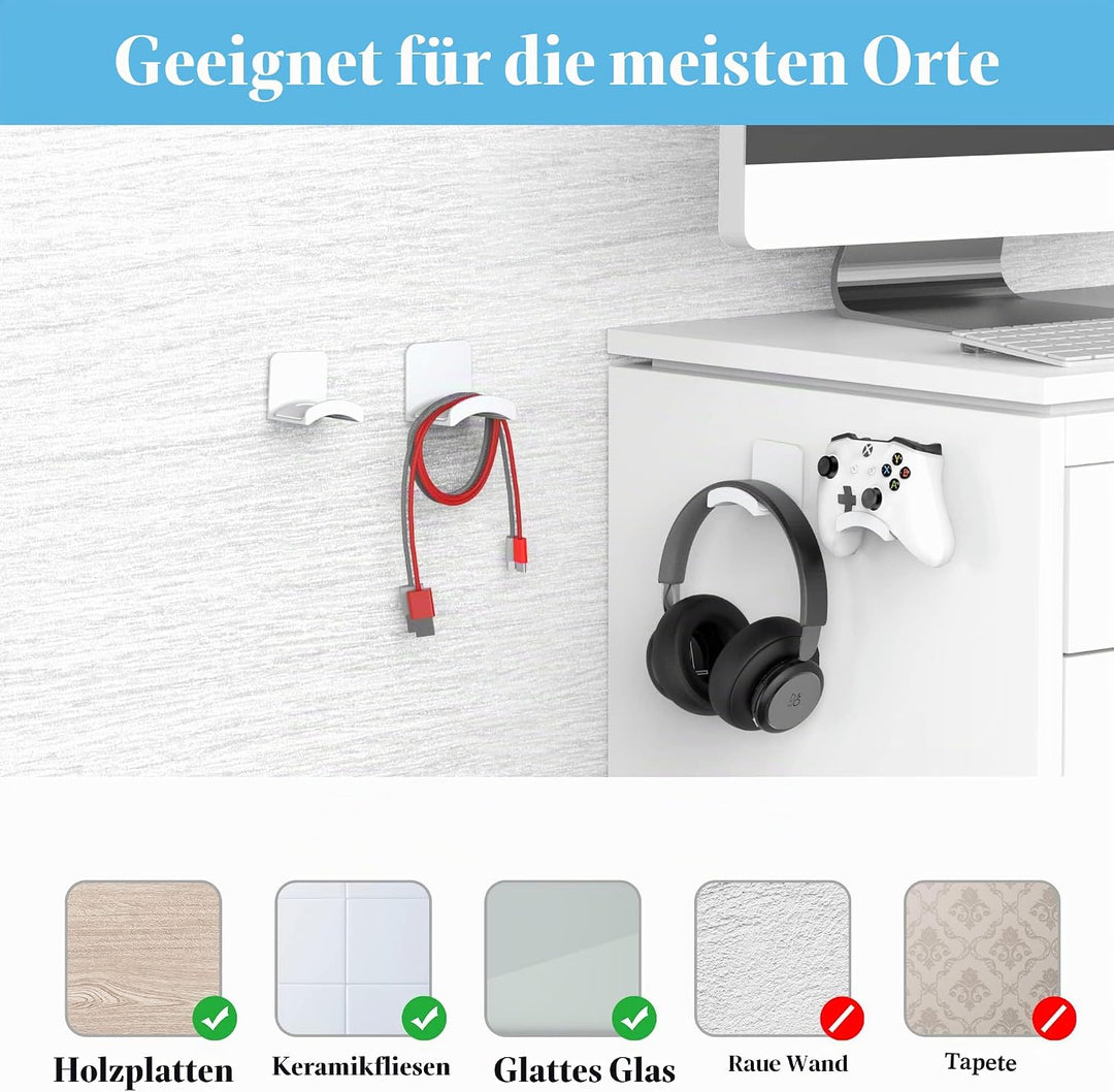 Cozycase Universal Kopfhörer Halter mit starkem Klebeband Premium Headset Halterung Wandhalterung TP