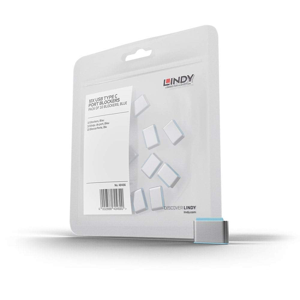 LINDY 40466 USB Typ C Port Schloss, blau, 10 Stück 10er-Pack blau, 10er-Pack blau