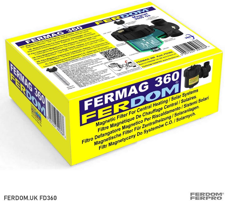 FERDOM FD360 Magnetische Filter für Zentralheizung, Solar und HLK-Systeme. Mit Nicht-Magnetischem Sc