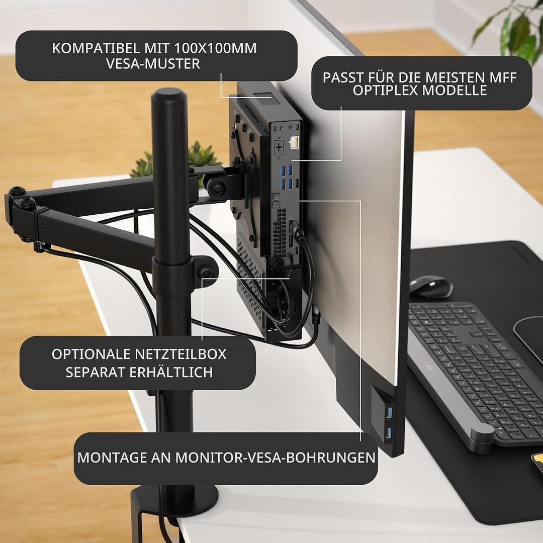 HumanCentric Dual VESA Sleeve kompatibel mit Dell OptiPlex Micro Form Factor Case VESA-Halterung für