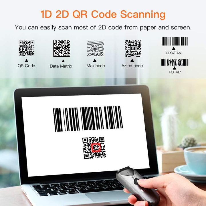 Eyoyo Mini 2D Bluetooth Wireless Barcode Scanner, with Upgraded Scanning Sensor Portable 1D QR Code