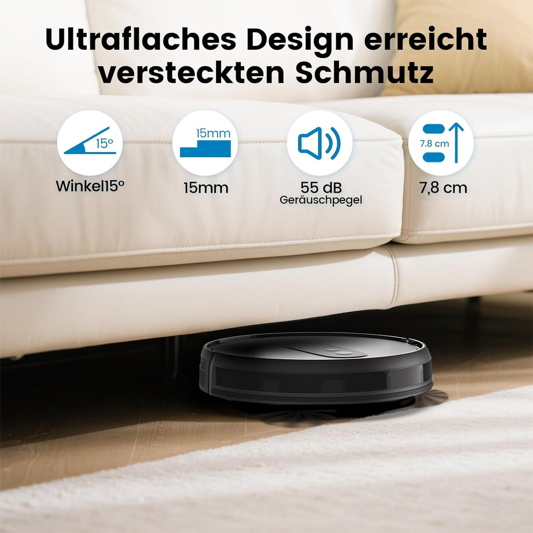 FIXR P25 Saugroboter, Staubsauger Roboter mit 4000 Pa Saugkraft, Roboterstaubsauger mit Ladestation,