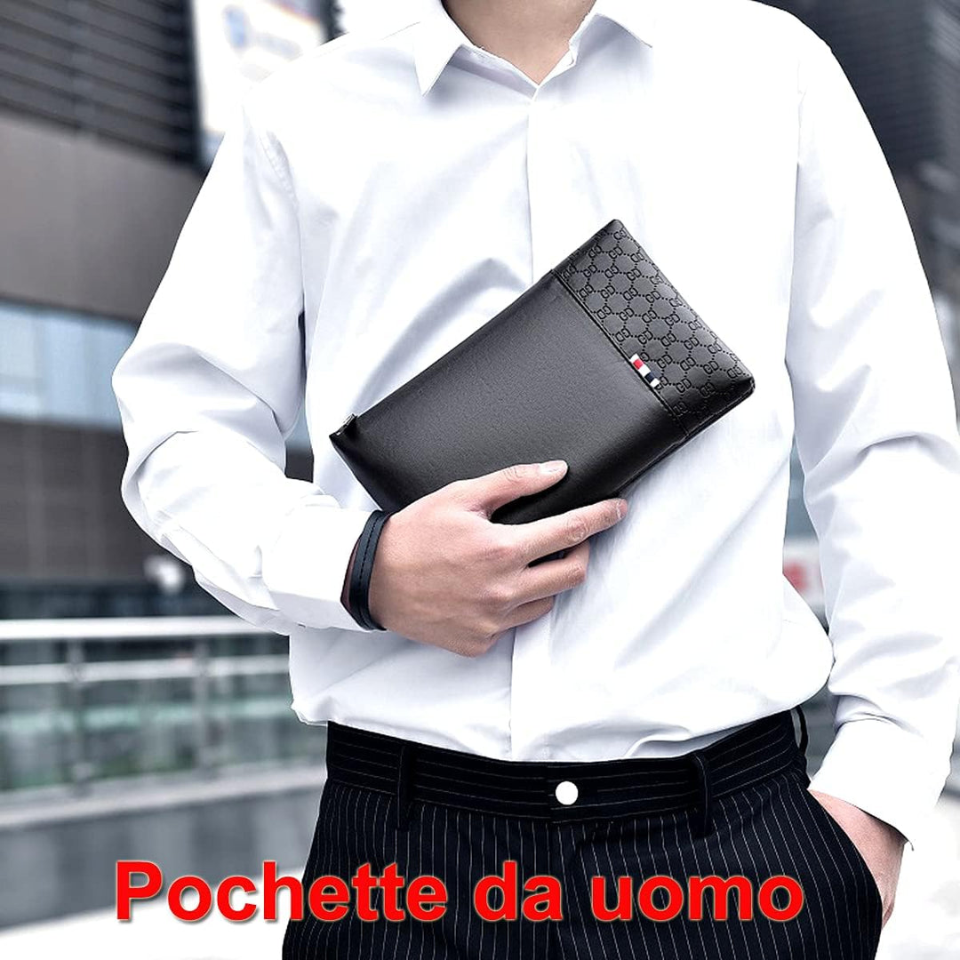 A-QMZL Handgelenktasche für Herren Handgelenk Handtasche Handgelenktasche PU Leder Grossraum-Clutch