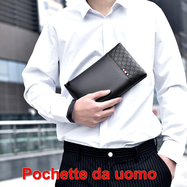 A-QMZL Handgelenktasche für Herren Handgelenk Handtasche Handgelenktasche PU Leder Grossraum-Clutch