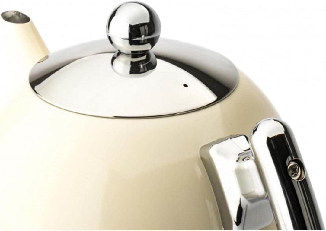 Teekanne Set 1.2 Liter - Edelstahl doppelwandig Creme-Weiss - Grosse Edelstahlteekanne mit Deckel mi