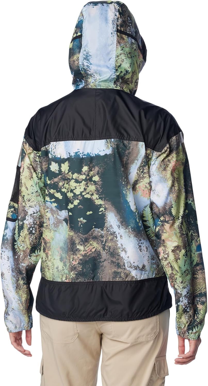 Columbia Damen Challenger Windbreaker Jake S Napa Green Chasing Falls Print, Black, S Napa Green Cha