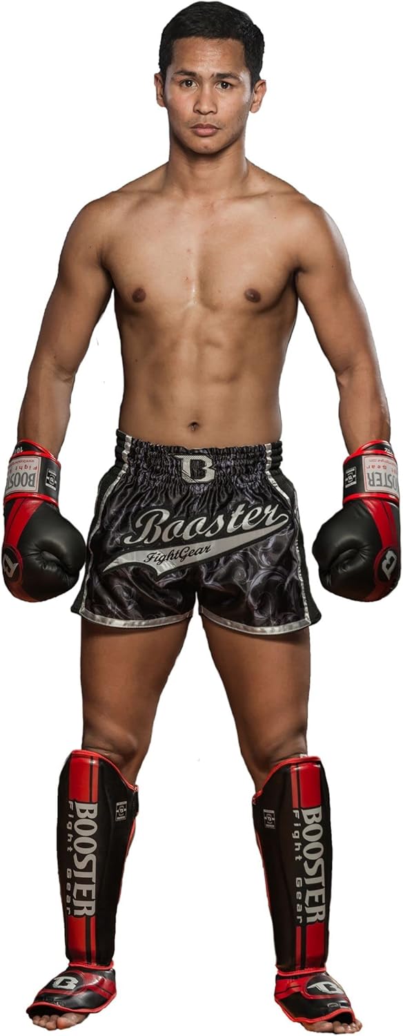 Booster Schienbeinschoner, V3, schwarz-rot, Shin Guards, Muay Thai XL, XL