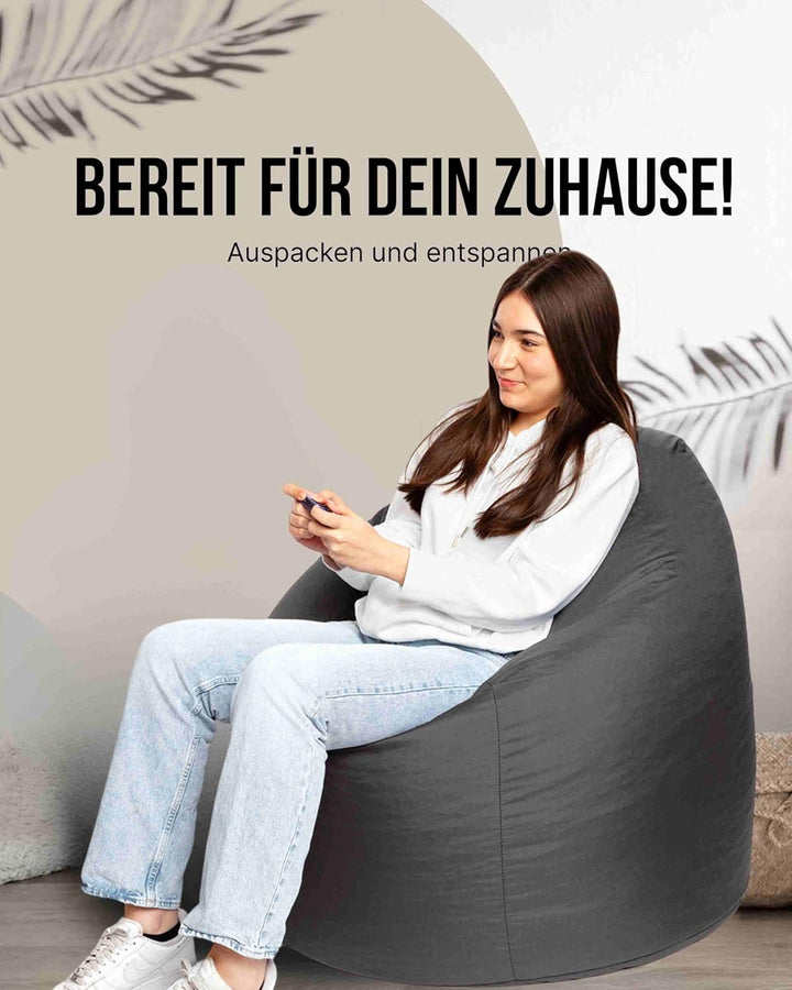 PATCH HOME Patchhome Sitzsack Tropfenform mit Reissverschluss Nachfüllbar - für In &amp; Outdoor - mit S