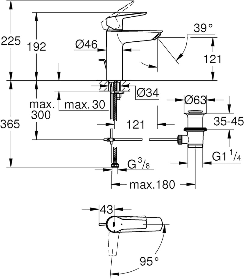 GROHE Start - Einhand-Waschtischarmatur (wassersparend, langlebige Oberfläche, M-Size), chrom, 23455