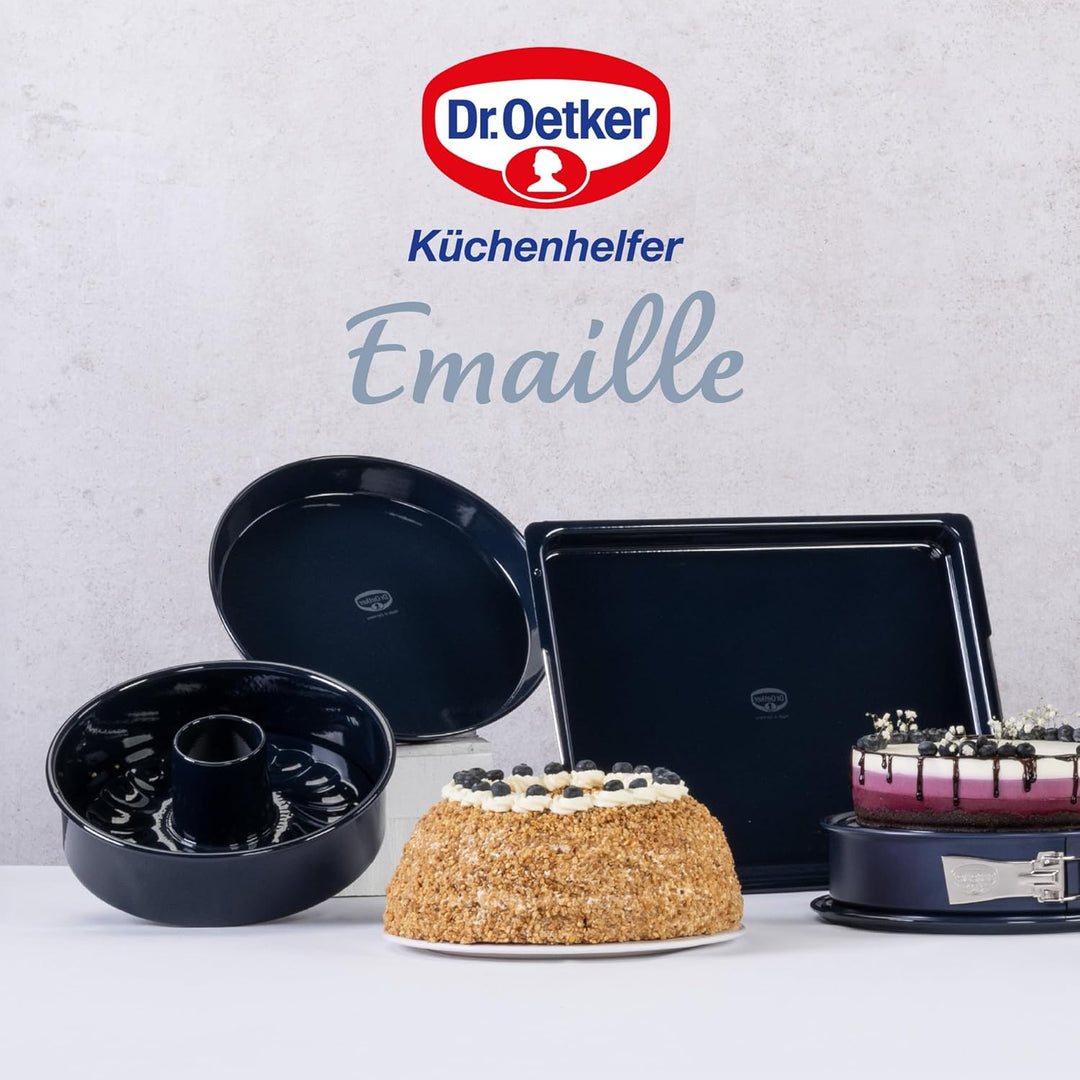 Dr. Oetker Garantieform Ø 26 cm Back-Liebe Emaille mit Flachboden und Rohrboden – Runde Ring-Backfor
