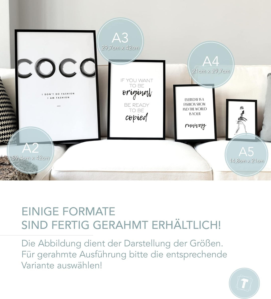 Papierschmiede® Spruch Poster 3er Set in DIN B2 (50x70 cm), Glaube Liebe Hoffnung, Typografie Bilder