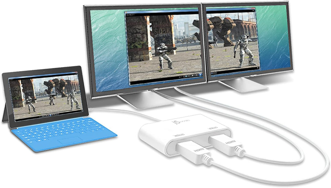 j5create Mini DisplayPort auf Dual 4K HDMI MST Adapter, Kompatibel mit Microsoft Surface Pro, Surfac