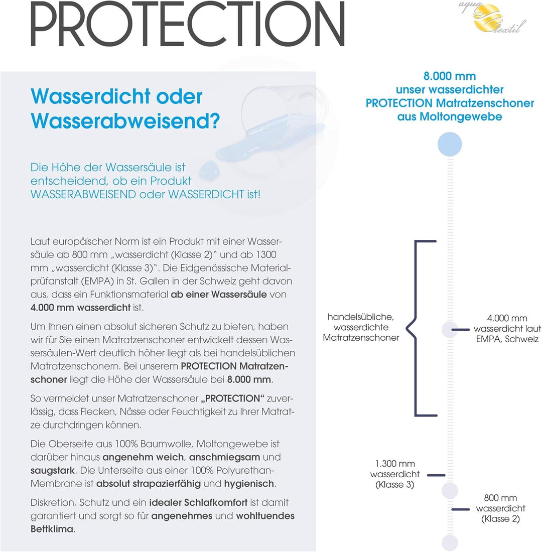 aqua-textil Protection Matratzenschoner 140 x 200 cm Baumwolle Matratzenauflage wasserdicht Molton U