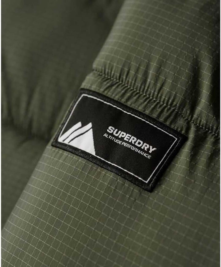 Superdry Damen Langer Ripstop Steppmantel 36 Football Dark Moss Grid, 36 Football Dark Moss Grid