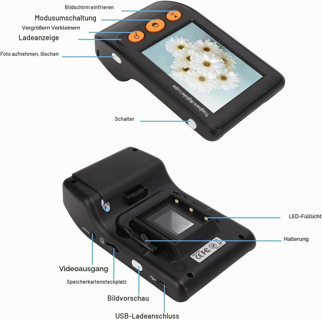 Digitale Videolupe, Hand-Digital-Videolupe Mit 3,5-Zoll-LCD, 2- Bis 25-fachem Zoom Für Verbesserte L