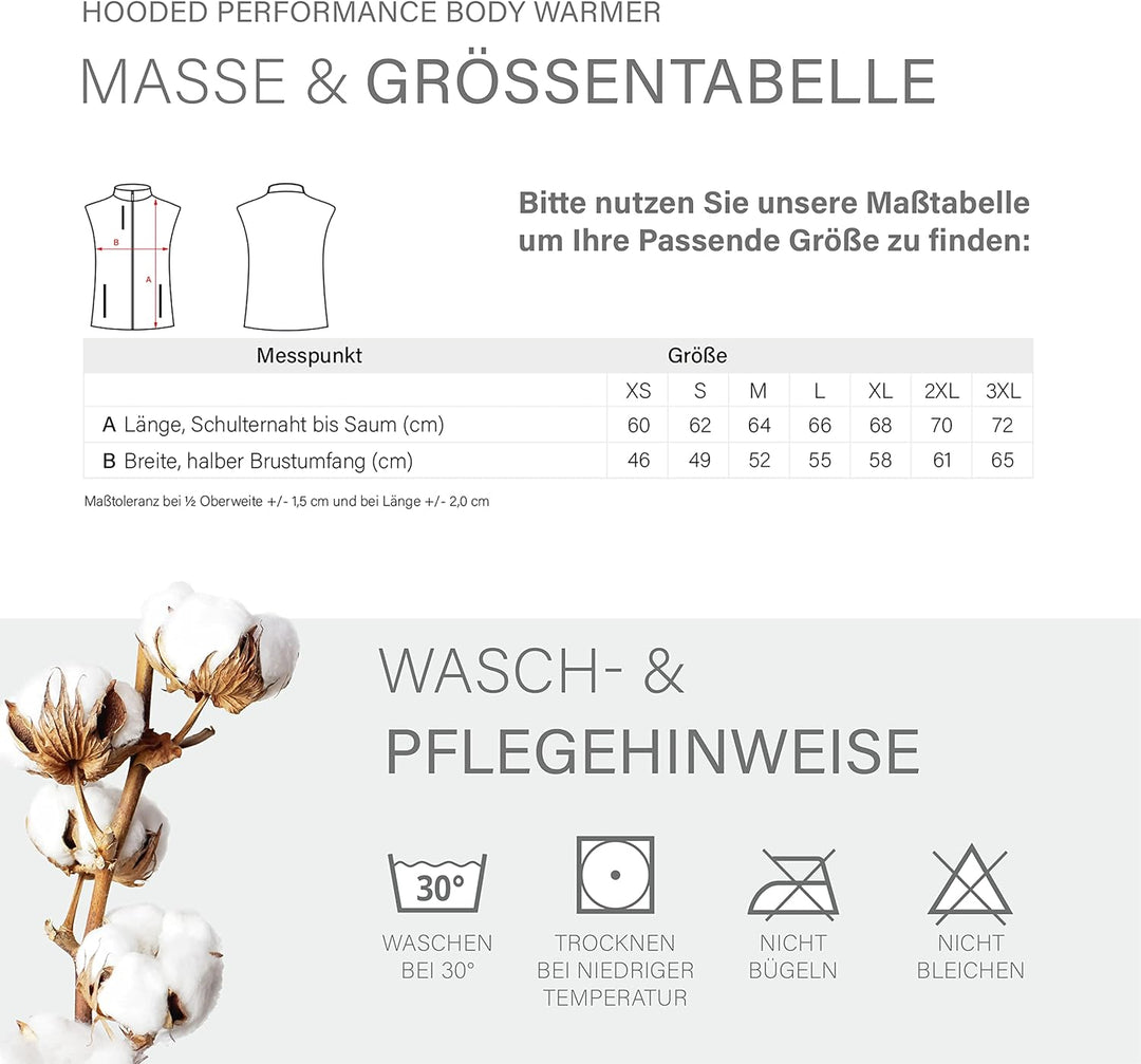 HRM Damen Hooded Performance Body Warmer I Fair Trade Outdoor Weste Damen, 100 g/m² I Aus 100% leich
