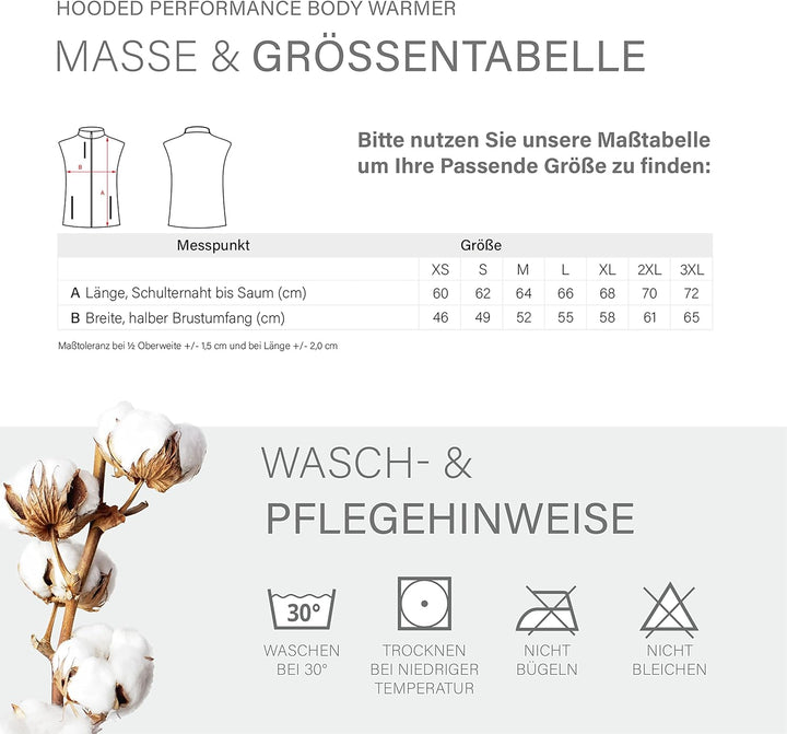 HRM Damen Hooded Performance Body Warmer I Fair Trade Outdoor Weste Damen, 100 g/m² I Aus 100% leich