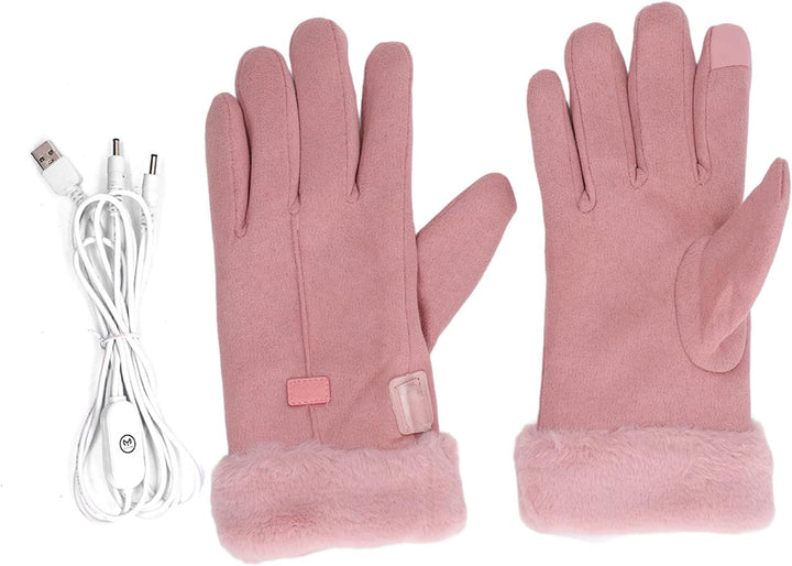 Alomejor Elektrische Heizhandschuhe Vollfinger USB-Beheizt Winter Outdoor Radfahren f¨¹r Frauen Warm