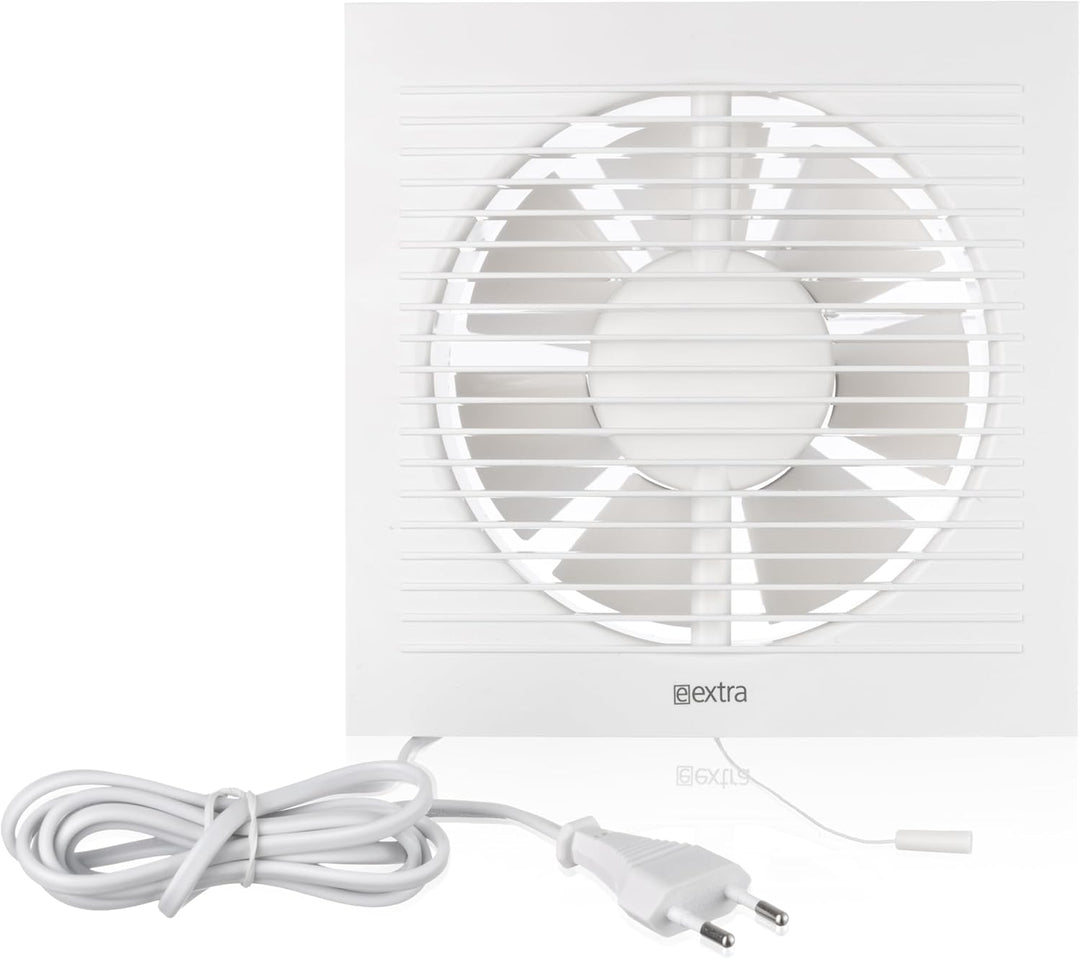 Ø 150mm Badlüfter Fan mit Zugschnur und Stecker - Weiss Abluftventilator - Ventilator zur Belüftung