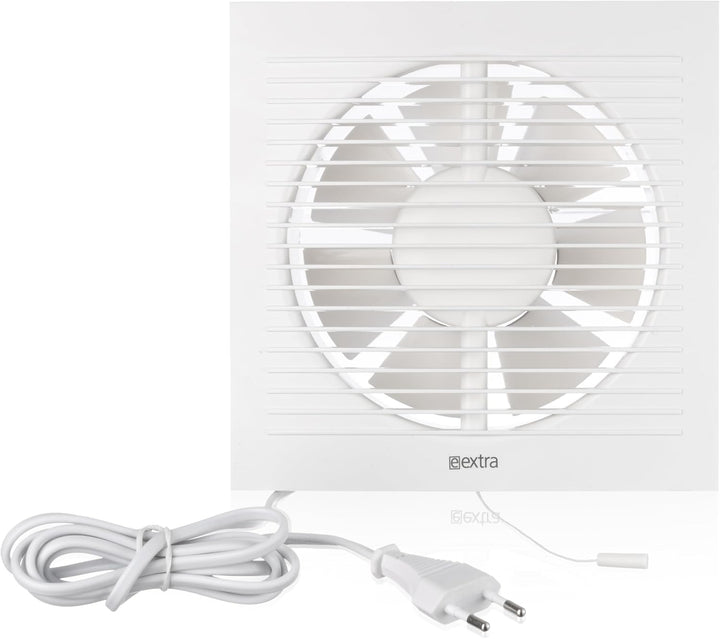 Ø 150mm Badlüfter Fan mit Zugschnur und Stecker - Weiss Abluftventilator - Ventilator zur Belüftung