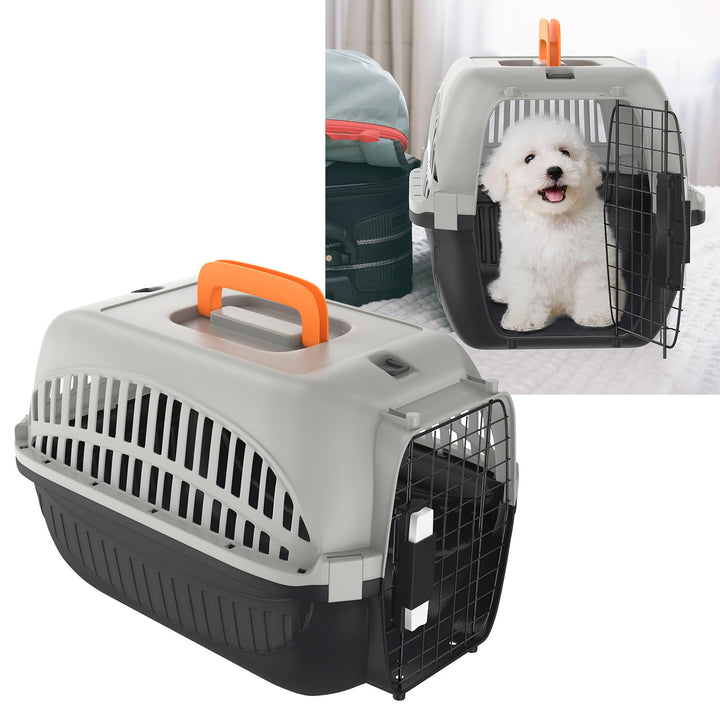 YUENFONG Transportbox Katzen 61x37x37cm Katzentransportbox für kleine Hunde, Tiertransporter aus ABS